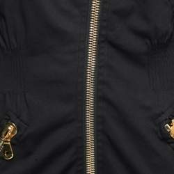 Pre Owned Moschino Black Cotton Zip Embellished Jumpsuit M