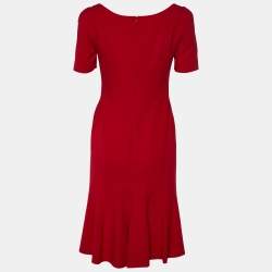 Pre Owned Moschino Red Crepe Paneled Back Mini Dress S