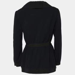 Moschino Black Crepe Tie Detail Jacket M