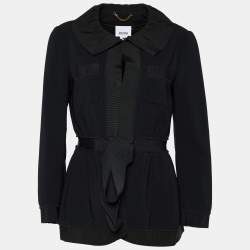 Moschino Black Crepe Tie Detail Jacket M
