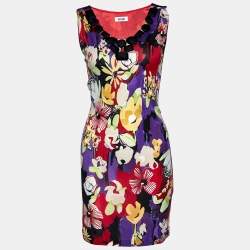 Pre Owned Moschino Multicolor Printed Jersey Sleeveless Shift Dress M