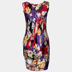 Pre Owned Moschino Multicolor Printed Jersey Sleeveless Shift Dress M