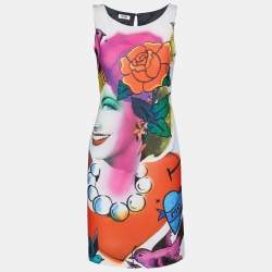 Moschino Cheap and Chic Multicolor Printed Crepe Sleeveless Shift Dress S