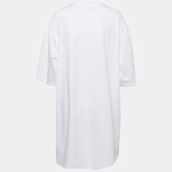 Pre Owned Moschino Couture White Cotton Frame Teddy Bear Print Oversized T-Shirt S