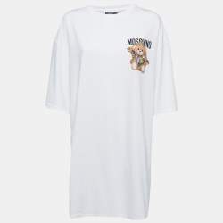 Pre Owned Moschino Couture White Cotton Frame Teddy Bear Print Oversized T-Shirt S