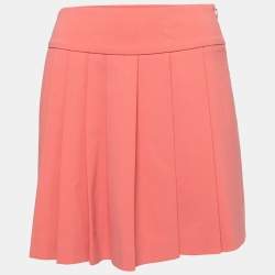 Pre Owned Moschino Pink Crepe Pleated Mini Skirt S