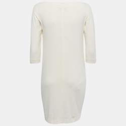 Moschino Vintage Cream Jersey Ruffled Chain Detail Midi Dress M 