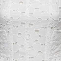 Moschino White Eyelet Cotton Flared Mini Dress S