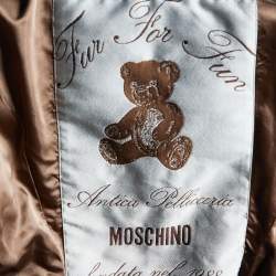 Pre Owned Moschino Brown Leopard Printed Faux Fur Belted Jacket M