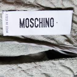 Pre Owned Moschino Grey Floral Jacquard Bow Detail Shift Dress M