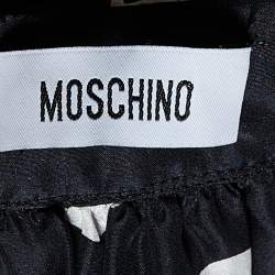 Pre Owned Moschino Black Polka Dot Printed Silk Neck Tie Detail Top L