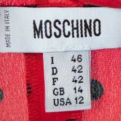 Moschino Red Polka Dot Printed Silk Ruffled Midi Wrap Dress L