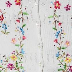 Moschino White Perforated Knit Embroidered Camisole Cardigan & Cotton Belted Skirt Set M