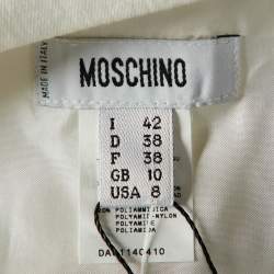 Moschino White Perforated Knit Embroidered Camisole Cardigan & Cotton Belted Skirt Set M