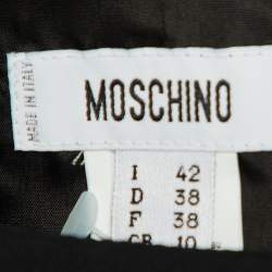 Pre Owned Moschino Black Crepe Embroidered Flared Hem Mini Skirt M
