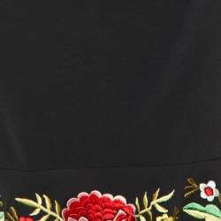 Pre Owned Moschino Black Crepe Embroidered Flared Hem Mini Skirt M