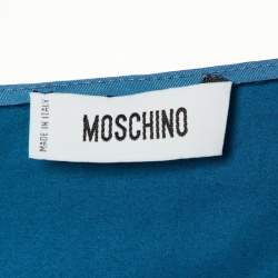 Pre Owned Moschino Teal Blue Cotton Pleated Mini Dress L