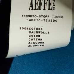 Pre Owned Moschino Teal Blue Cotton Pleated Mini Dress L