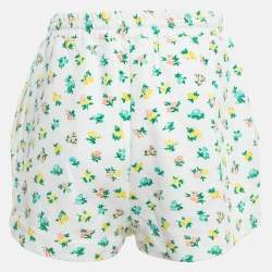 Pre Owned Moschino White Floral Printed Shorts M