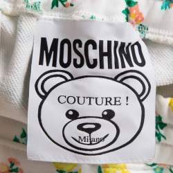 Pre Owned Moschino White Floral Printed Shorts M