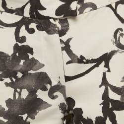 Pre Owned Moschino Off-White/Black Floral Print Crepe Trousers M