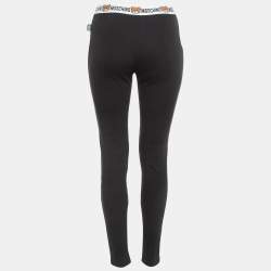 Pre Owned Moschino Black Cotton Knit Waist Band Detail Leggings L