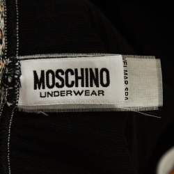 Pre Owned Moschino Black Cotton Knit Waist Band Detail Leggings L