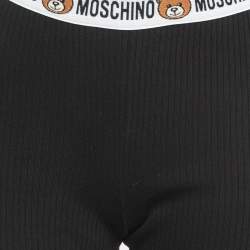 Pre Owned Moschino Black Cotton Knit Waist Band Detail Leggings L