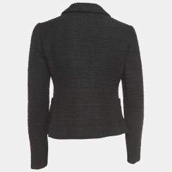 Pre Owned Moschino Black Tweed Embellished Single Breasted Blazer S