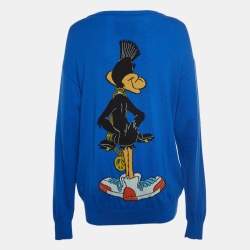 Moschino Couture Blue Daffy Duck Intarsia Wool Sweatshirt M