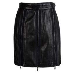 Pre Owned Moschino Black Zip Detail Leather Skirt S