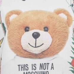 Pre Owned Moschino White Teddy Print Cotton Crew Neck T-Shirt L