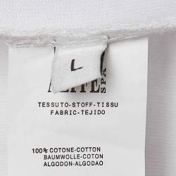 Pre Owned Moschino White Teddy Print Cotton Crew Neck T-Shirt L
