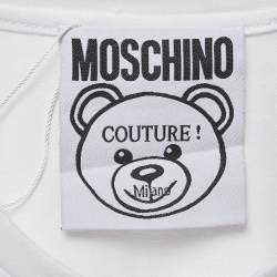 Pre Owned Moschino White Teddy Print Cotton Crew Neck T-Shirt L