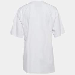 Pre Owned Moschino White Teddy Print Cotton Crew Neck T-Shirt L