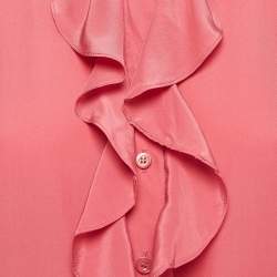 Pre Owned Moschino Pink Silk Sleeveless Ruffled Top M