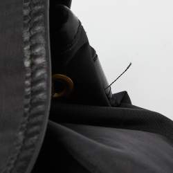 Pre Owned Moschino Black Nylon and Leather Logo Flap Backpack