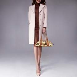 مملوكة مسبقًا Moschino Gold/Brown Sequins and Leather Satchel