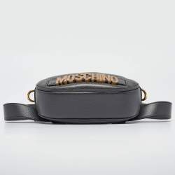 Pre Owned Moschino Grey Leather Mini Classic Logo Belt Bag