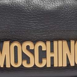 Pre Owned Moschino Grey Leather Mini Classic Logo Belt Bag