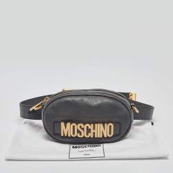 Pre Owned Moschino Grey Leather Mini Classic Logo Belt Bag