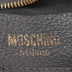 Pre Owned Moschino Grey Leather Mini Classic Logo Belt Bag