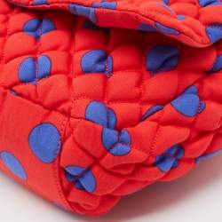 Moschino Red/Blue Quilted Nylon Polka Flap Shoulder Bag