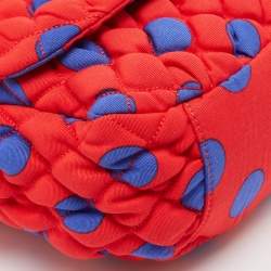 Moschino Red/Blue Quilted Nylon Polka Flap Shoulder Bag