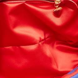 Moschino Red/Blue Quilted Nylon Polka Flap Shoulder Bag