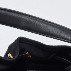 Pre Owned Moschino Black Nylon and Leather Classic Logo Bucket Bag