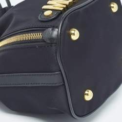 Pre Owned Moschino Black Nylon and Leather Classic Logo Bucket Bag