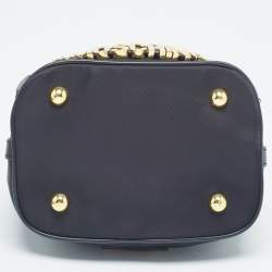 Pre Owned Moschino Black Nylon and Leather Classic Logo Bucket Bag