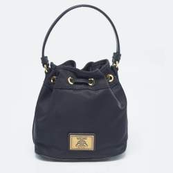 Pre Owned Moschino Black Nylon and Leather Classic Logo Bucket Bag