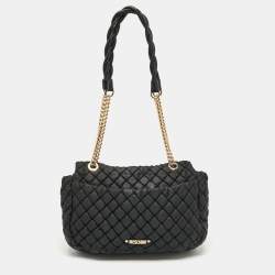 Pre Owned Moschino Black Quilted Nylon Flap Bag